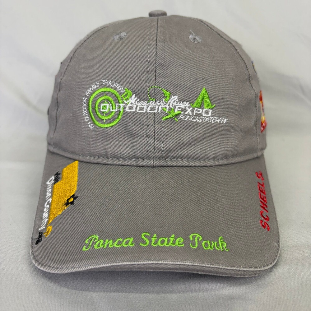 AMG Hat Nebraska State Parks Expo Mens OSFM Grey Embroidered Patch Cap